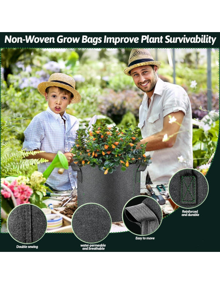 5 Bolsas de Crecimiento de Plantas 19L Lucdnc - Tela Transpirable