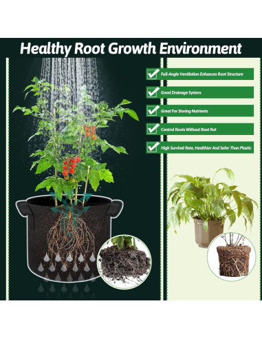 5 Bolsas de Crecimiento de Plantas 19L Lucdnc - Tela Transpirable