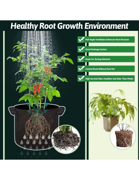 5 Bolsas de Crecimiento de Plantas 19L Lucdnc - Tela Transpirable