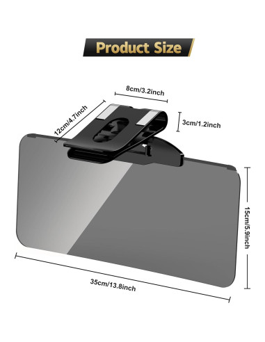 Extensor de Visera Solar Woqucute UV400 Antideslumbrante 35.1x15cm