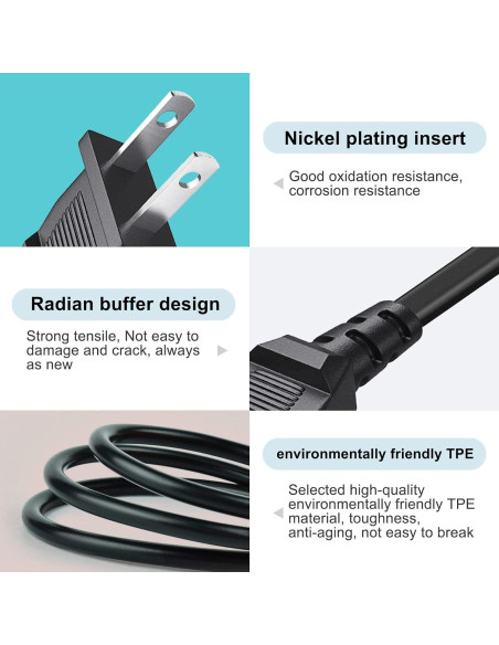 Cable de Alimentación 2 Clavijas 3.05m para TV TCL Roku