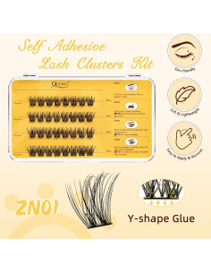 Kit de Pestañas Autocolantes QUEWEL ZN-01, Longitud Mixta 2