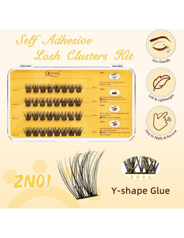 Kit de Pestañas Autocolantes QUEWEL ZN-01, Longitud Mixta