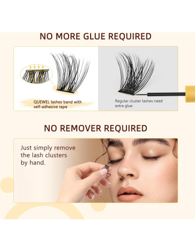 Kit de Pestañas Autocolantes QUEWEL ZN-01, Longitud Mixta