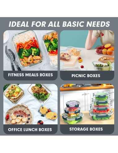 Set de 30 Contenedores de Vidrio VERONES con Tapas a Prueba de Fugas