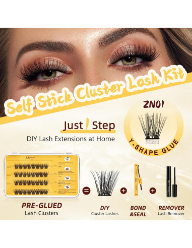 Kit de Pestañas Autocolantes QUEWEL ZN-01, Longitud Mixta