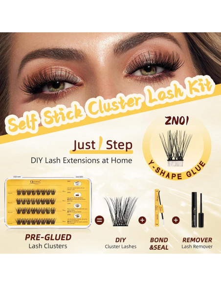 Kit de Pestañas Autocolantes QUEWEL ZN-01, Longitud Mixta