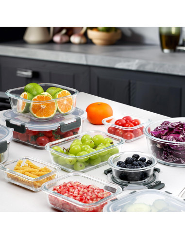 Set de 30 Contenedores de Vidrio VERONES con Tapas a Prueba de Fugas