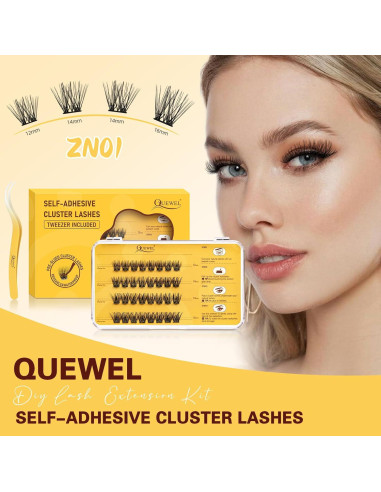 Kit de Pestañas Autocolantes QUEWEL ZN-01, Longitud Mixta