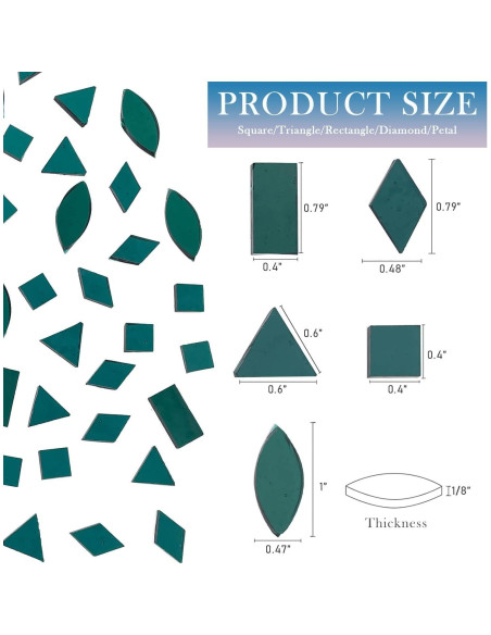 Azulejos de Mosaico de Vidrio LITMIND 240 Piezas 5 Formas Azulejos de Mosaico de Vidrio LITMIND 240 Piezas 5 Formas