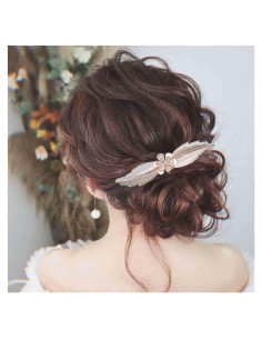 Peina de cabello dorada Yheakne con rhinestones 11.94x5 cm