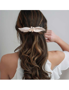 Peina de cabello dorada Yheakne con rhinestones 11.94x5 cm 2