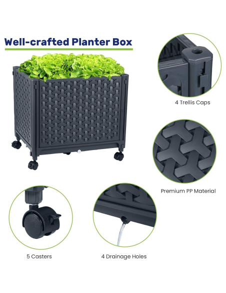 Caja de Plantas Elevada LINEX 171.5 cm con Enrejado y Autorriego