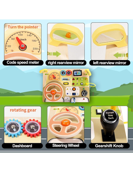 Tablero Ocupado Montessori Tomypony Volante de Coche LED 30x21.5cm Tablero Ocupado Montessori Tomypony Volante de Coche LED 30x21.5cm