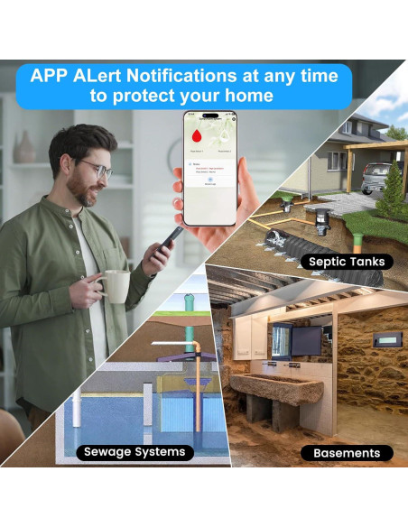 Alarma de Nivel de Agua WiFi LUCKYDUO WLA-Z2 con Notificaciones