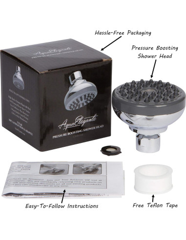 Cabezal de Ducha Aqua Elegante 9.5 LPM Cromo Autolimpiante
