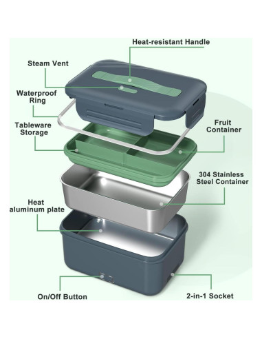 Caja de Almuerzo Eléctrica Monteka 1.8L 100W Gris