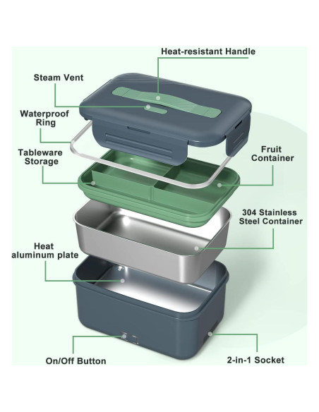 Caja de Almuerzo Eléctrica Monteka 1.8L 100W Gris Caja de Almuerzo Eléctrica Monteka 1.8L 100W Gris