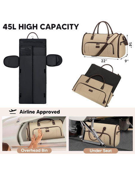 Bolsa de Ropa Convertible Vessgra Kaki 56x36x23 cm 2 en 1 Bolsa de Ropa Convertible Vessgra Kaki 56x36x23 cm 2 en 1