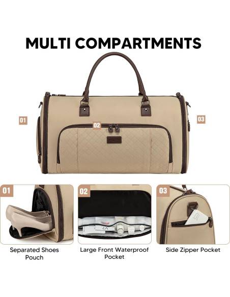 Bolsa de Ropa Convertible Vessgra Kaki 56x36x23 cm 2 en 1 Bolsa de Ropa Convertible Vessgra Kaki 56x36x23 cm 2 en 1