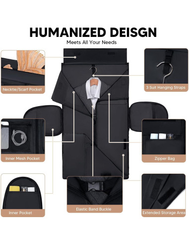 Bolsa de Ropa Convertible Vessgra Kaki 56x36x23 cm 2 en 1