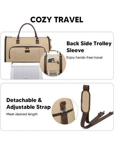 Bolsa de Ropa Convertible Vessgra Kaki 56x36x23 cm 2 en 1