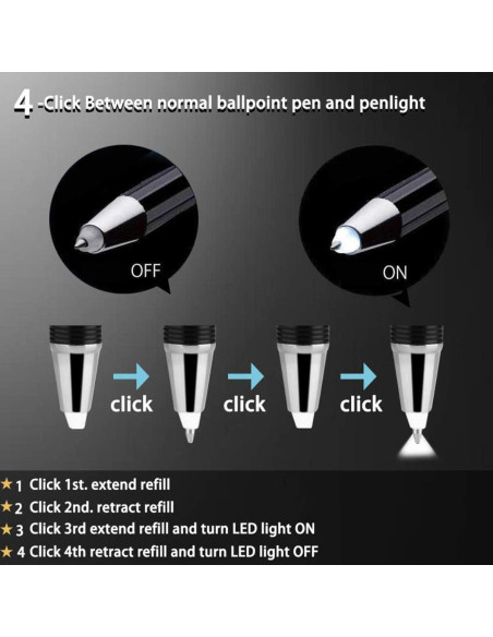 Bolígrafo Penyeah con Luz LED - 2 Unidades, Blanco