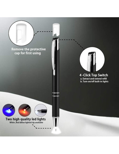 Bolígrafo Penyeah con Luz LED - 2 Unidades, Blanco