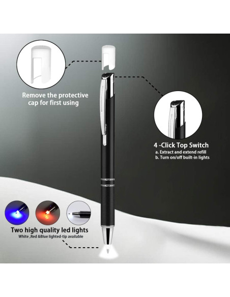 Bolígrafo Penyeah con Luz LED - 2 Unidades, Blanco