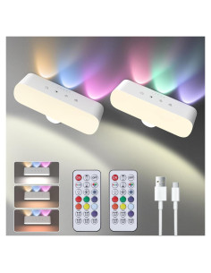 Apliques de Pared LED TOHETO 2 Pcs con Control Remoto 2200mAh