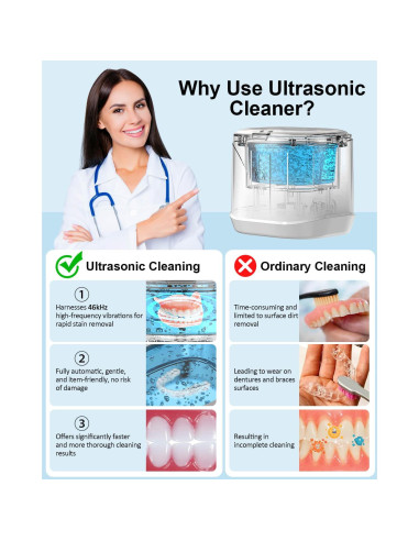 Limpiador Ultrasónico BCOM para Retenedores y Joyería 46kHz
