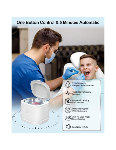 Limpiador Ultrasónico BCOM para Retenedores y Joyería 46kHz