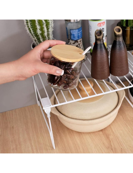 Estante organizador plegable BUWZUJR para cocina 2 niveles Estante organizador plegable BUWZUJR para cocina 2 niveles