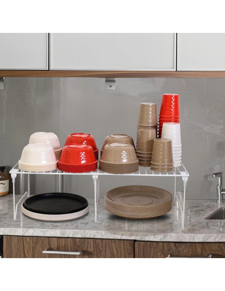 Estante organizador plegable BUWZUJR para cocina 2 niveles Estante organizador plegable BUWZUJR para cocina 2 niveles