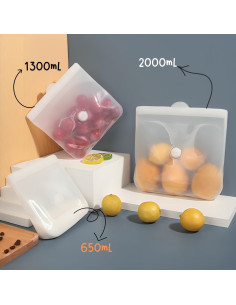 Bolsas de Almacenamiento de Comida Silicona Reutilizables 1300ml 2