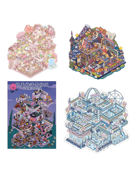 4 Piezas Pegatinas 3D Escena Infantil Limvoo