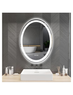 Espejo de Baño LED Ovalado 71x51 cm WOSEKBATHAL con Anti-Niebla