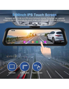 Cámara de Espejo Retrovisor NHOPEEW 4K 9.66" Doble Lente 2