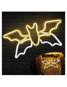 Letrero Neón Halloween Murciélago Volador 41.9x21.6cm Axcoix