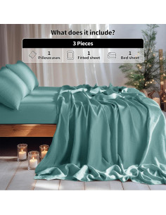 Juego de Sábanas 100% Lino Aqua LBRO2M Individual 3 Piezas 2