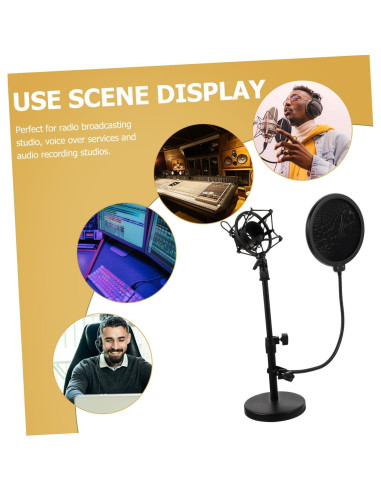 Soporte de Micrófono Telescópico Ajustable TOYANDONA Negro