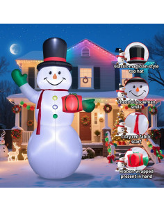 Muñeco de Nieve Inflable 2.74m Dawdix con Luces LED 2