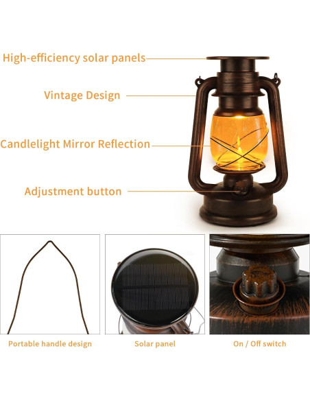 Paquete de 2 Linternas Solares Vintage Yinuo para Exterior