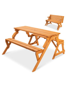 Mesa de Picnic Transformable 2-en-1 Mejor Opción Productos - Madera Natural