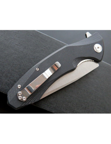 Cuchillo de bolsillo Eafengrow D2 con mango G10 21.6 cm negro