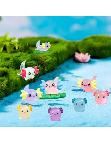 60 Mini Figuras Axolotl Brillantes en la Oscuridad - YHCHLHFF