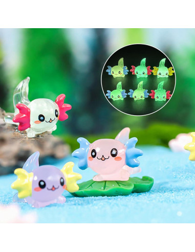 60 Mini Figuras Axolotl Brillantes en la Oscuridad - YHCHLHFF