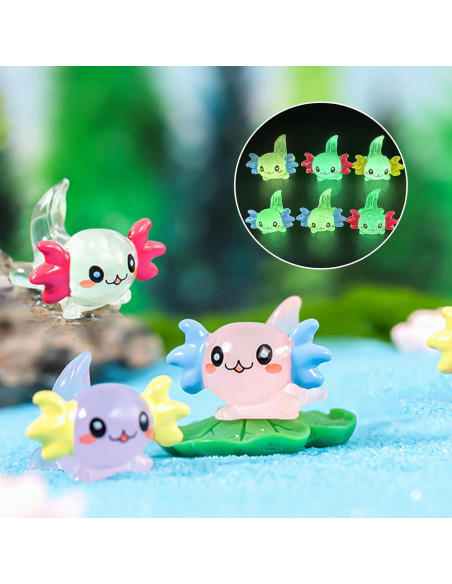 60 Mini Figuras Axolotl Brillantes en la Oscuridad - YHCHLHFF