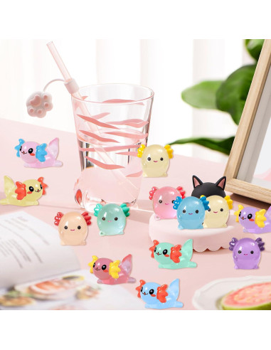 60 Mini Figuras Axolotl Brillantes en la Oscuridad - YHCHLHFF