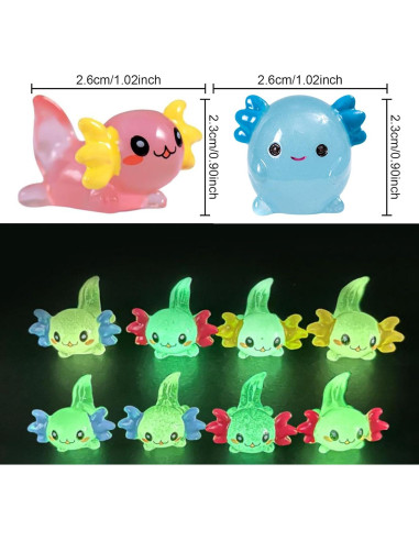 60 Mini Figuras Axolotl Brillantes en la Oscuridad - YHCHLHFF